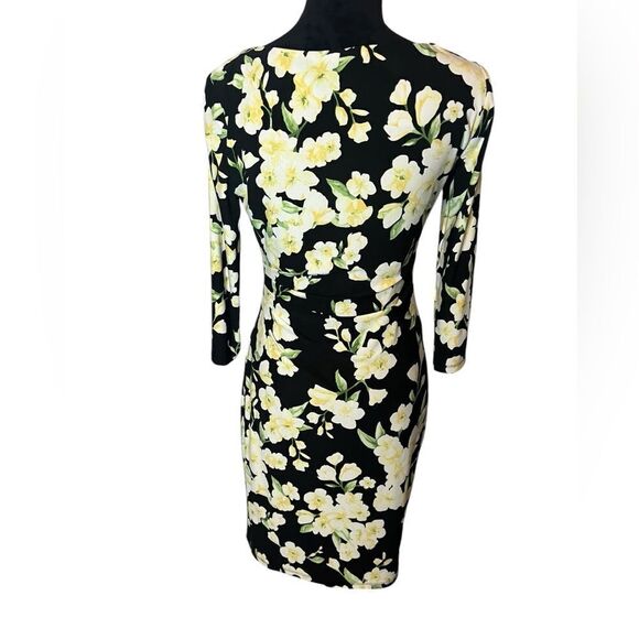 LAUREN RALPH LAUREN FLORAL BLACK & YELLOW CLASSY/CLASSIC DRESS WOMENS SIZE 4 - Picture 9 of 10
